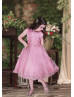 Dusty Rose Lace Tulle Scalloped Hem Flower Girl Dress Dusty Rose Lace Tulle Scalloped Hem Flower Girl Dress